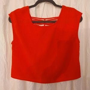 Express‎ Red Sleeveless Crop Blouse